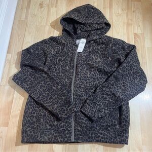 Hollister Men’s New With Tags Boxy Zip-Up Leopard Print Hoodie Large